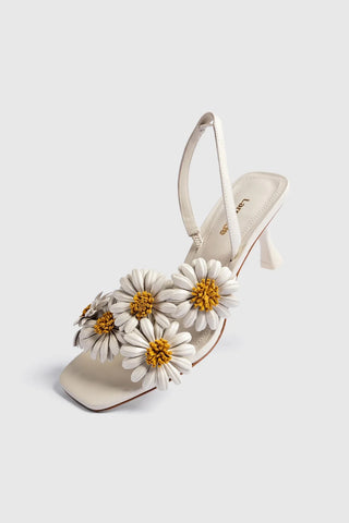 Sandália Fiore Couro Off White Sandal Larroudé