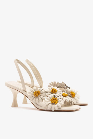 Sandália Fiore Couro Off White Sandal Larroudé