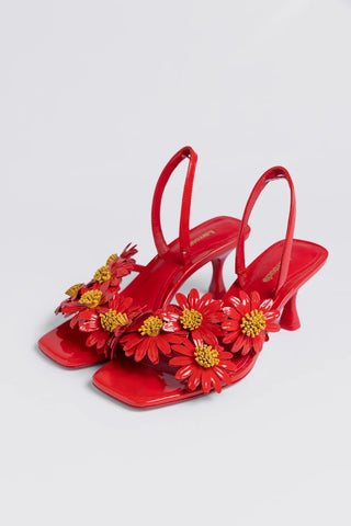 Sandália Fiore Couro Verniz Vermelho Sandal Larroudé