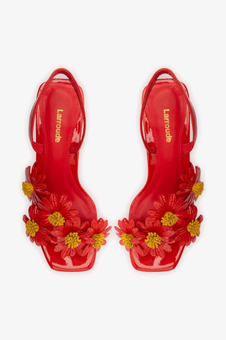 Sandália Fiore Couro Verniz Vermelho Sandal Larroudé