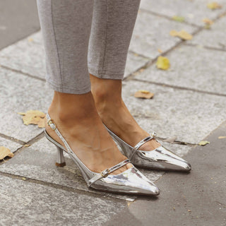 Slingback Ines Espelhado Prateado