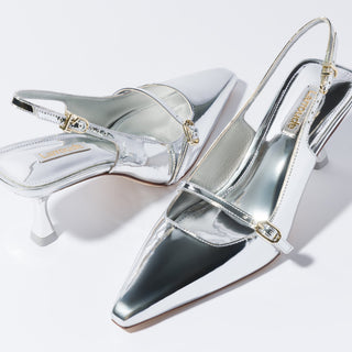 Slingback Ines Espelhado Prateado
