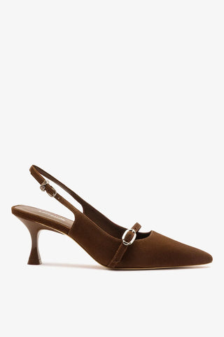 Slingback Ines Camurça Marrom Pump Larroudé