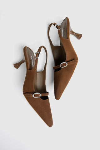 Slingback Ines Camurça Marrom Pump Larroudé