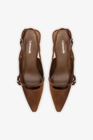 Slingback Ines Camurça Marrom Pump Larroudé