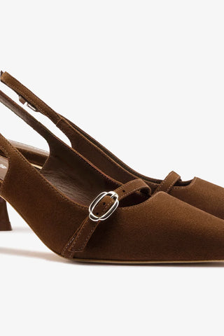 Slingback Ines Camurça Marrom Pump Larroudé