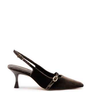 Slingback Ines Veludo Marrom