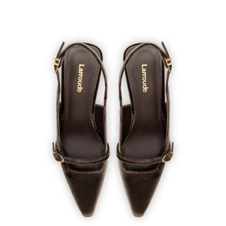 Slingback Ines Veludo Marrom