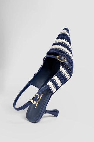 Slingback Ines Crochê Listrado Azul Pump Larroudé