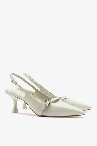 Slingback Ines Couro Cinza Pump Larroudé