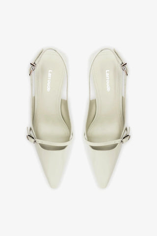 Slingback Ines Couro Cinza Pump Larroudé