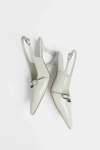 Slingback Ines Couro Cinza Pump Larroudé