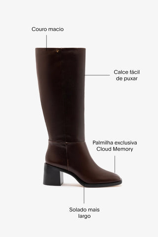 Bota Ricky Couro Marrom Boot Larroudé