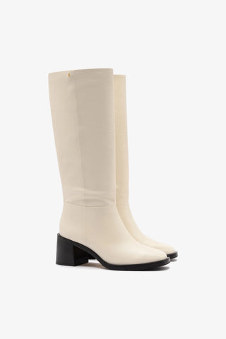 Bota Ricky Couro Off White Boot Larroudé