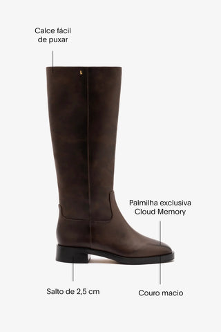 Bota Anne Couro Marrom Boot Larroudé