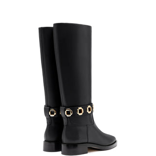 Bota Flat Milan Couro Preto