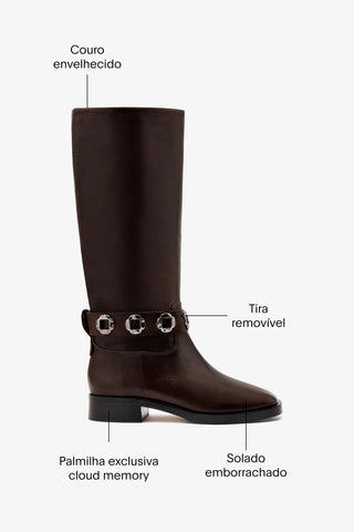 Bota Flat Milan Couro Marrom Boot Larroudé