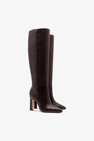 Bota Cindy Hi Couro Marrom Boot Larroudé