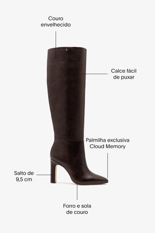 Bota Cindy Hi Couro Marrom Boot Larroudé