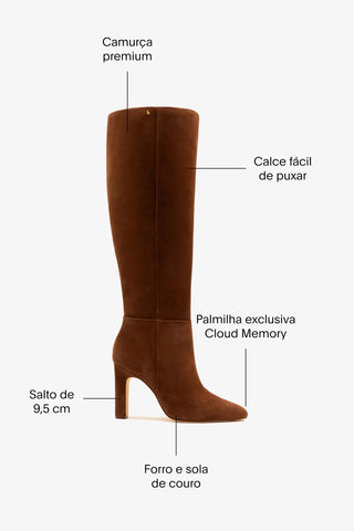 Bota Cindy Hi Camurça Marrom Boot Larroudé