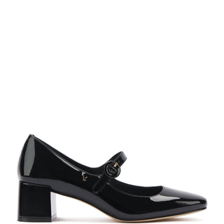 Scarpin Salto Bloco Blair Couro Verniz Preto