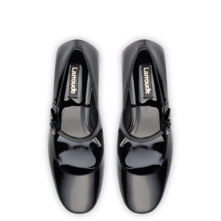 Scarpin Salto Bloco Blair Couro Verniz Preto