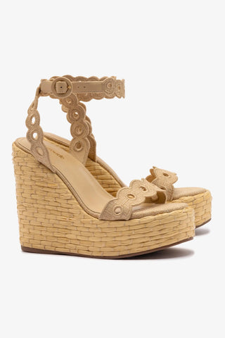 Sandália Anabela Florence Ráfia Natural Sandal Larroudé