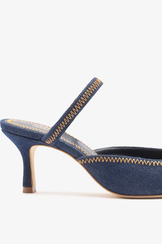 Larroudé x Jonathan Cohen: Mule Zig Zag Jeans Azul Pump Larroudé x Jonathan Cohen