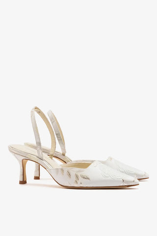 Larroudé x Markarian: Scarpin Brocado Off White Pump Larroudé x Markarian
