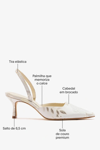 Larroudé x Markarian: Scarpin Brocado Off White Pump Larroudé x Markarian