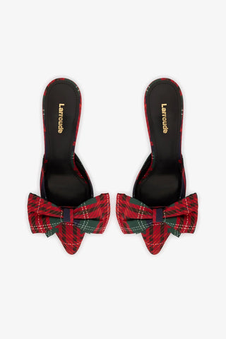 Mule Elle Mini Cetim Estampado Verde e Vermelho Mule Larroudé