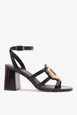 Sandália Margherita Block Couro Preto Sandal Larroudé
