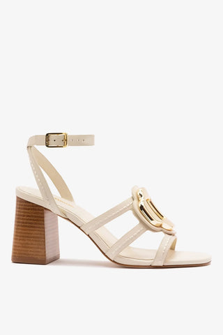 Sandália Margherita Block Couro Off White Sandal Larroudé