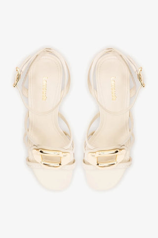 Sandália Margherita Block Couro Off White Sandal Larroudé