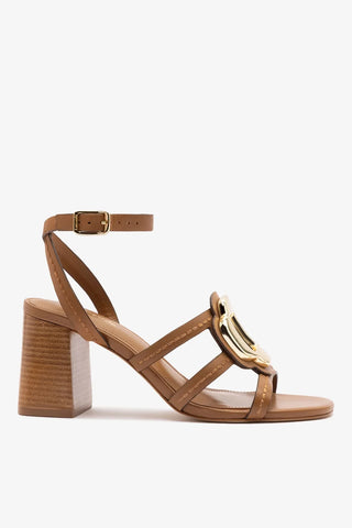 Sandália Margherita Block Couro Caramelo Sandal Larroudé