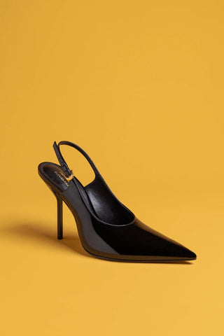 Larroudé x Altuzarra: Slingback Couro Verniz Preto Pump Larroudé x Altuzarra