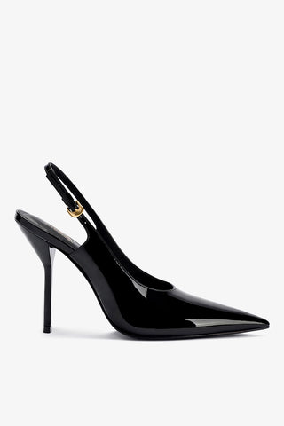 Larroudé x Altuzarra: Slingback Couro Verniz Preto Pump Larroudé x Altuzarra