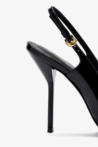Larroudé x Altuzarra: Slingback Couro Verniz Preto Pump Larroudé x Altuzarra