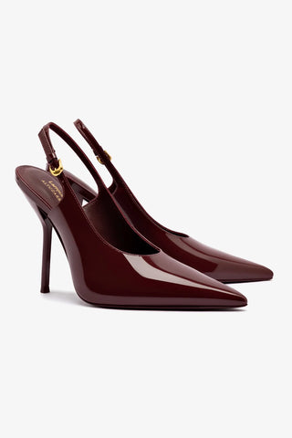 Larroudé x Altuzarra: Slingback Couro Verniz Bordô Pump Larroudé