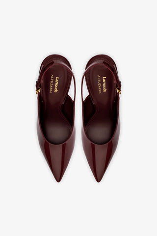 Larroudé x Altuzarra: Slingback Couro Verniz Bordô Pump Larroudé