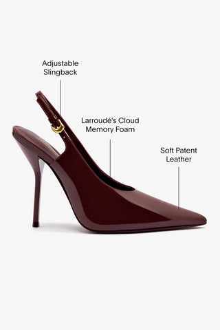 Larroudé x Altuzarra: Slingback Couro Verniz Bordô Pump Larroudé