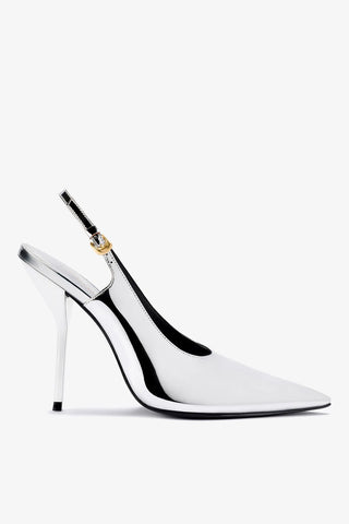 Larroudé x Altuzarra: Slingback Espelhado Prateado Pump Larroudé x Altuzarra
