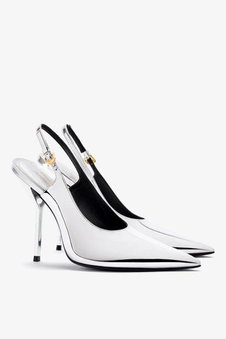 Larroudé x Altuzarra: Slingback Espelhado Prateado Pump Larroudé x Altuzarra
