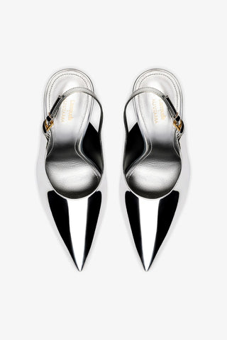 Larroudé x Altuzarra: Slingback Espelhado Prateado Pump Larroudé x Altuzarra