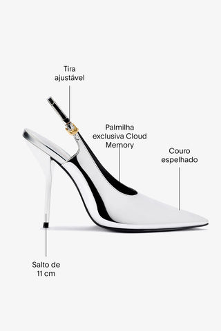Larroudé x Altuzarra: Slingback Espelhado Prateado Pump Larroudé x Altuzarra