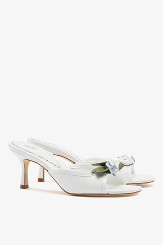 Mule Juliette Couro Branco Mule Larroudé