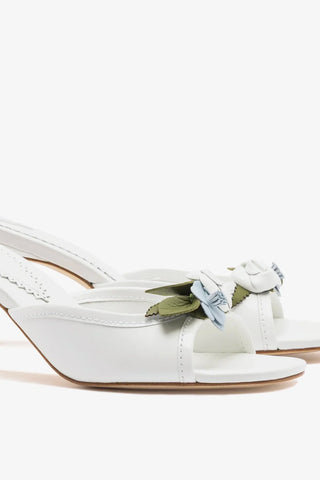Mule Juliette Couro Branco Mule Larroudé