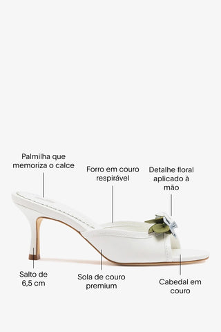 Mule Juliette Couro Branco Mule Larroudé