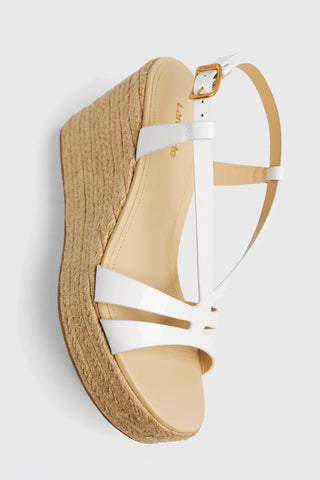 Sandália Espadrille Daphne Couro Verniz Branco Sandal Larroudé