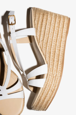 Sandália Espadrille Daphne Couro Verniz Branco Sandal Larroudé